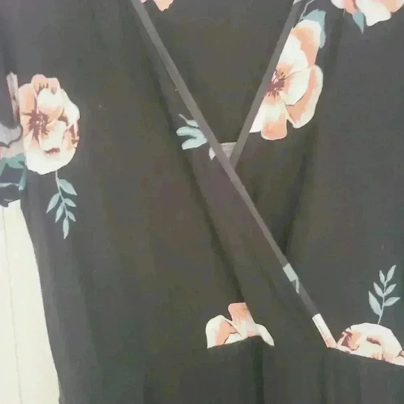 Loveappella Black floral Faux Wrap Maxi Dress Sz XL - Picture 6 of 11